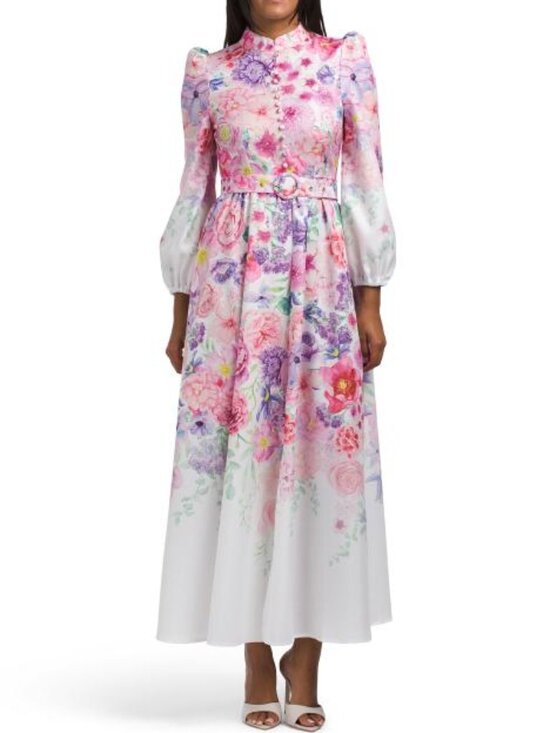 Dalia Macphee Dresses & Skirts - DALIA MACPHEE Long Sleeve Floral Print Maxi Dress